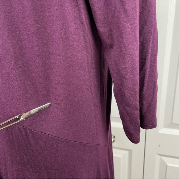 Eileen Fisher Tunic Dress Women’s L Purple Burgundy Flowy 3/4 Sleeve Relaxed Fit - Picture 7 of 15